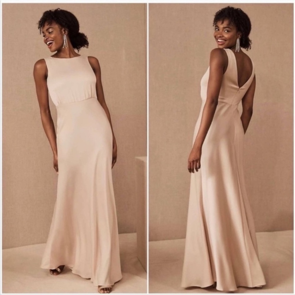 BHLDN SACHIN + BABI Beckett Satin Blouson Formal Gown In Oyster NWT Evening - Picture 8 of 15